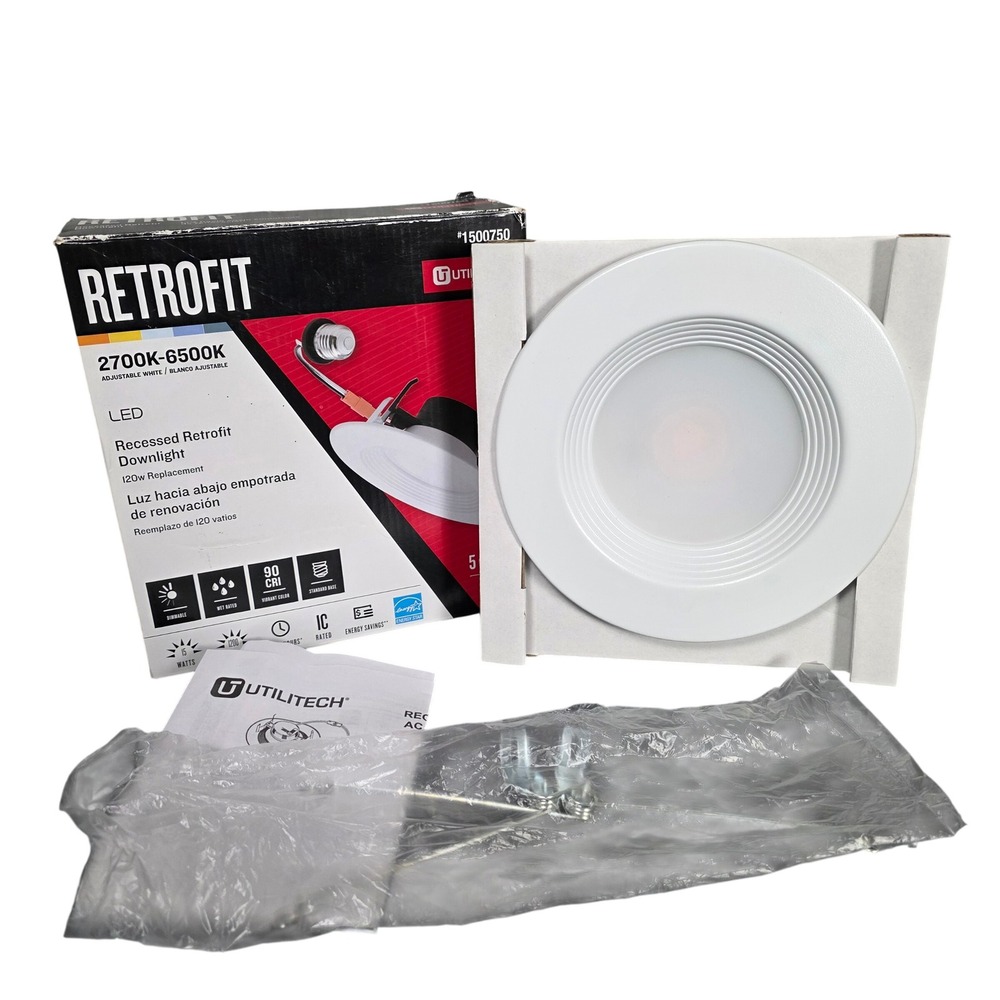 Utilitech LED Recessed Retrofit Downlight 5 or 6" Adjustable Energy 1200 Lumens